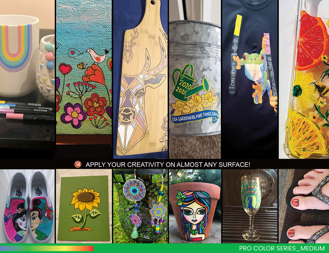 22 Acrylic Paint Pens (GREENS) Pro Color Series Set (3mm MEDIUM