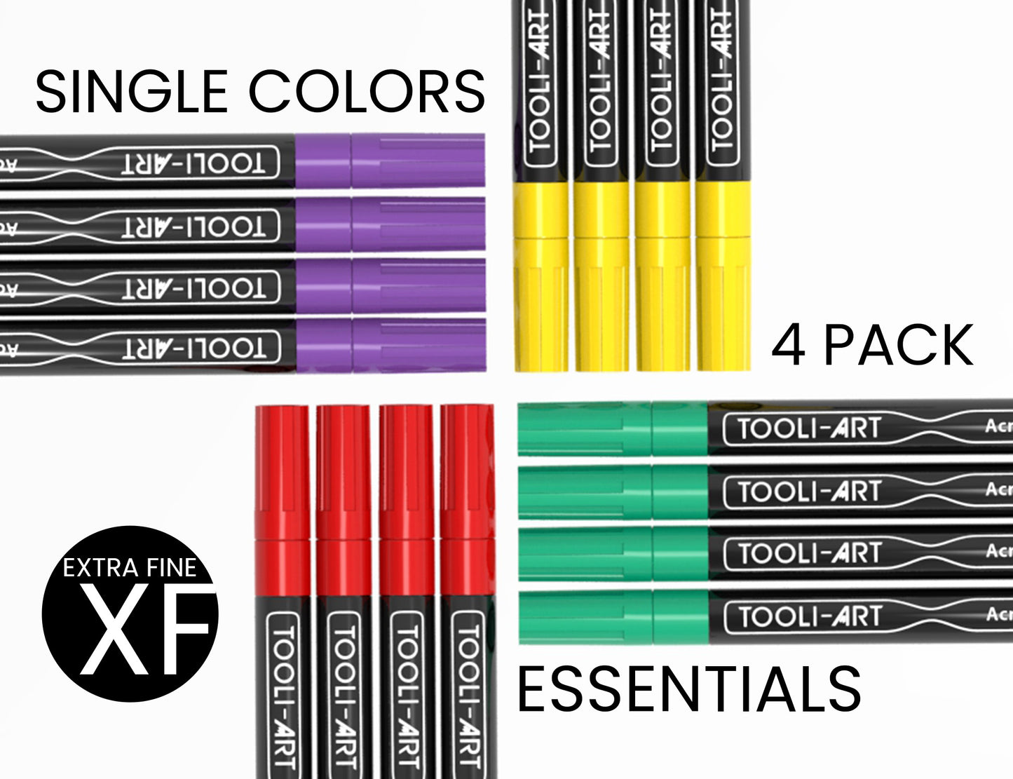 Acrylic Paint Pens 0.7mm EXTRA-FINE Tip: 4-Pack, Your Choice of Any 1 Color