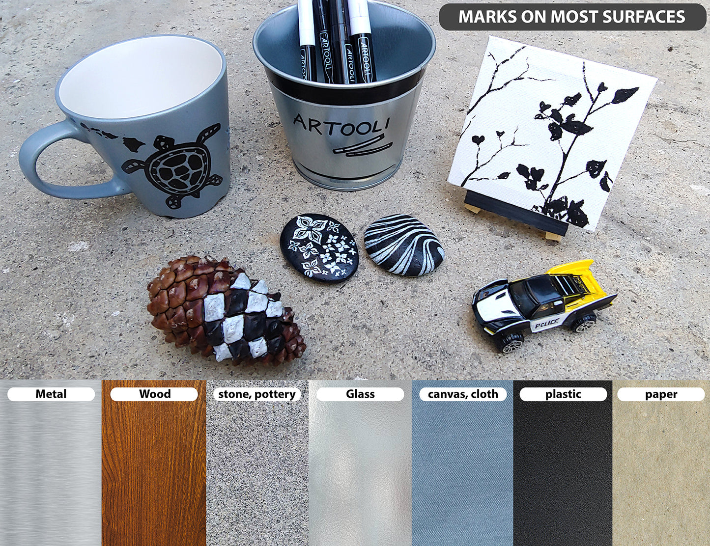 TOOLI-ART Black and White Acrylic Paint Pens 21 Markers Set (0.7mm EXTRA FINE + 3.0mm MEDIUM)