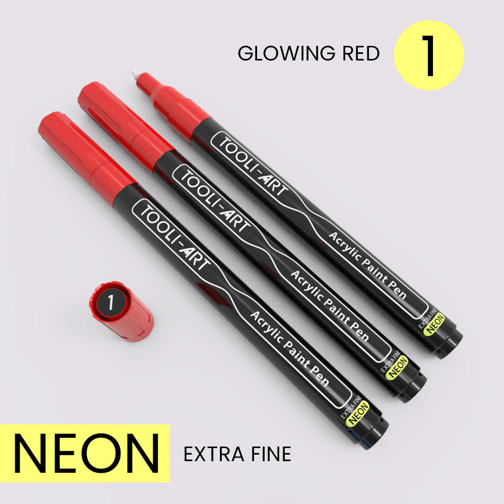 NEON Acrylic Paint Pens 0.7mm EXTRA-FINE Tip: 3-Pack, Your Choice of Any 1 Color