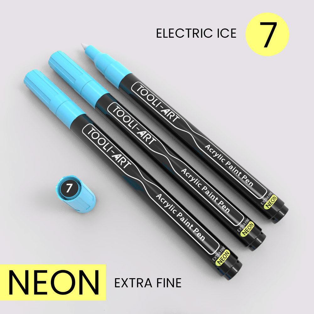 NEON Acrylic Paint Pens 0.7mm EXTRA-FINE Tip: 3-Pack, Your Choice of Any 1 Color